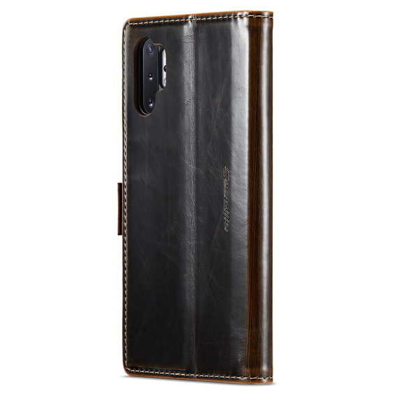 Carcasă flip CASEME pentru Samsung Galaxy Note 10 Plus, Waxy Textured, cafea