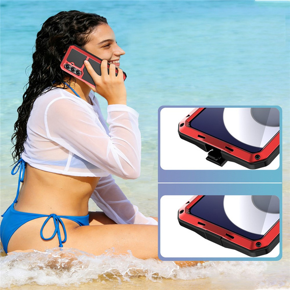 Husă blindată cu sticlă încorporată pentru Samsung Galaxy S26 Plus, roșu