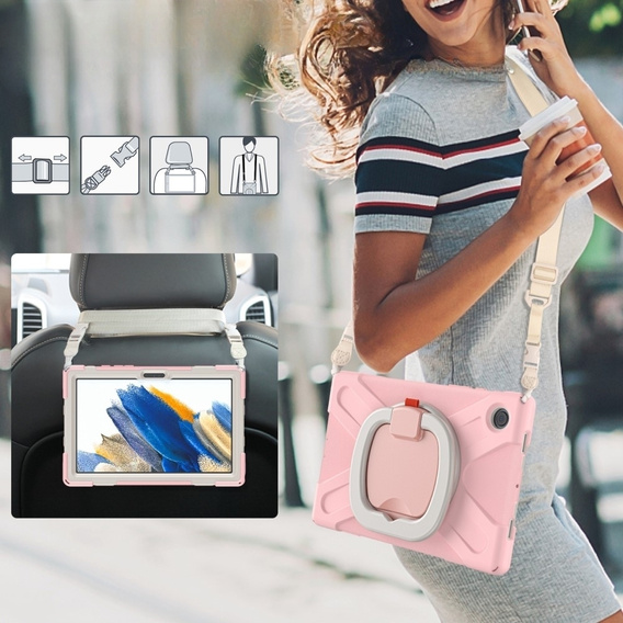 Husă pentru copii pentru Samsung Galaxy Tab A8 10.5 SM-X200 SM-X205, blindată cu curea, albastru