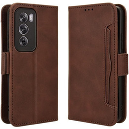 Cu clapetă pentru Oppo Reno 12 Pro, Card Slot, maro