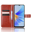 Cu clapetă pentru Oppo A17, Crazy Horse Wallet, maro