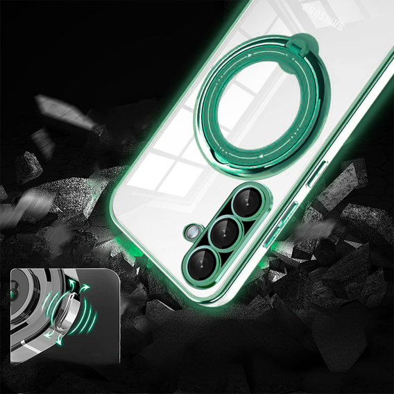 Carcasa magnetică pentru Samsung Galaxy A56, pentru MagSafe, verde + sticlă 9H