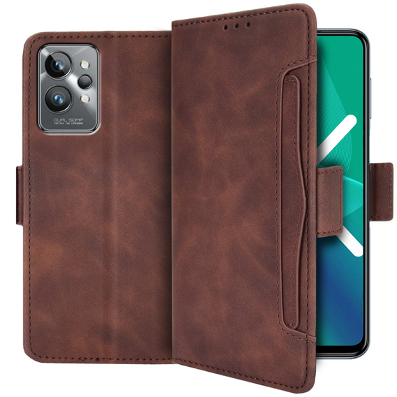 Cu clapetă pentru Realme GT2 Pro, Card Slot, maro