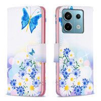 Cu clapetă pentru Xiaomi Redmi Note 13 Pro 5G, Wallet, Butterfly & Flowers alb