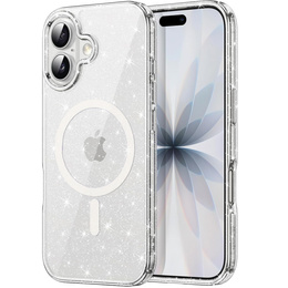 Husă pentru iPhone 17, pentru MagSafe, glitter, transparentă