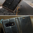 Carcasă flip CASEME pentru Samsung Galaxy S10+ Plus, Waxy Textured, cafea