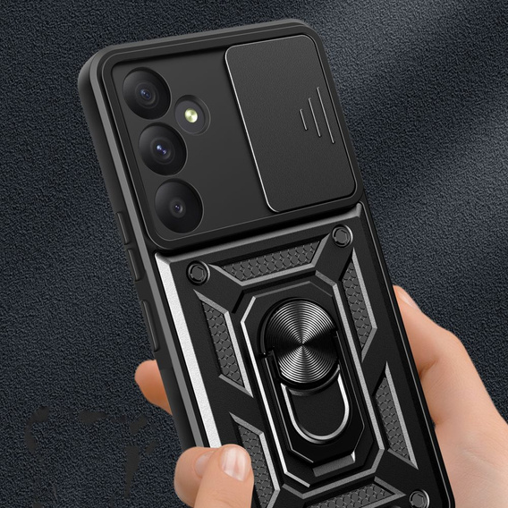 Husă blindată pentru Samsung Galaxy A15 4G / 5G, CamShield Slide, negru