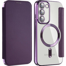 Cu clapetă pentru Samsung Galaxy S23, Wallet, MagSafe, violet