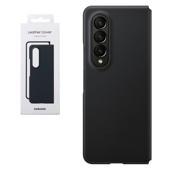 Husa originală Samsung pentru Galaxy Z Fold 4, Leather Flip Cover, negru