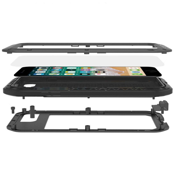 Love Mei Huse pentru iPhone 8 Plus / 7 Plus, armored with glass, negru