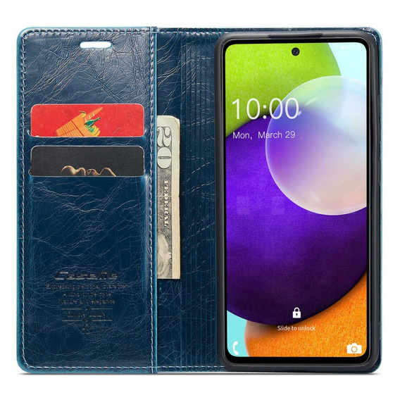 Carcasă flip CASEME pentru Samsung Galaxy A52/A52s, Waxy Textured, albastru