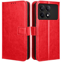 Cu clapetă pentru Xiaomi Poco F6 Pro, Crazy Horse Wallet, roșu