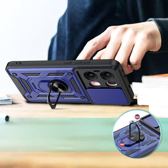 Husă blindată pentru Oppo Reno 13 Pro, CamShield Slide, albastru