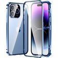 Husa pentru iPhone 15 Pro Max, Magnetic Dual Glass, albastru