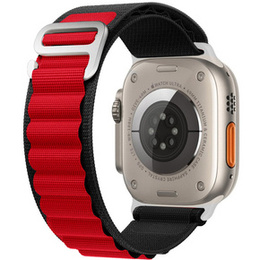 Curea din nailon pentru Apple Watch 1/2/3/4/4/5/6/6/7/8/SE/ULTRA 42/44/45/49mm, negru / roșu
