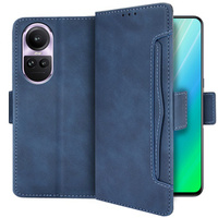 Cu clapetă pentru Oppo Reno 10 / 10 Pro, Card Slot, albastru închis