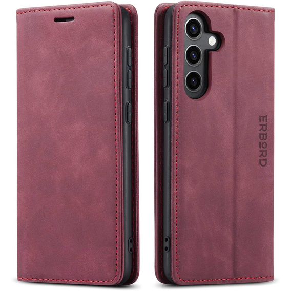 Husă pentru Samsung Galaxy A55, ERBORD Vintage, roșu + Sticlă pentru ecran
