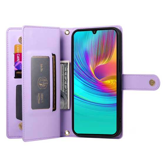 Cu clapetă pentru Samsung Galaxy A36 5G, Wallet Zipper Pocket, violet