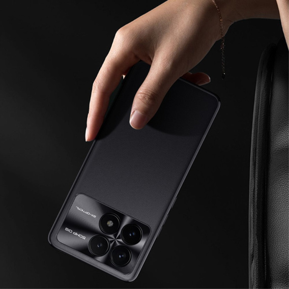 Husă din piele pentru Xiaomi Poco F6 Pro, leather hybrid, negru