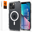 Carcasă MagSafe Spigen pentru iPhone 13 Mini, Ultra Hybrid, alb + 9H Tempered Glass