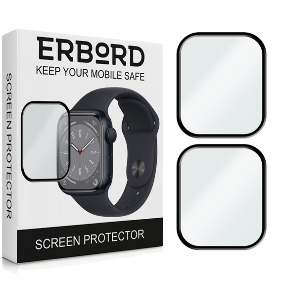 2x ERBORD Hybrid Glass pentru Apple Watch 7/8/9 41mm