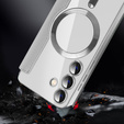 Cu clapetă pentru Samsung Galaxy S24, RFID Wallet MagSafe CamShield, de argint