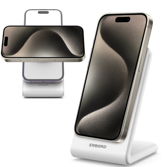 Încărcătorul wireless inductiv ERBORD, 15W, alb
