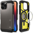 Carcasa Spigen pentru iPhone 16 Pro Max, Tough Armor Mag MagSafe, gri + 9H Tempered Glass