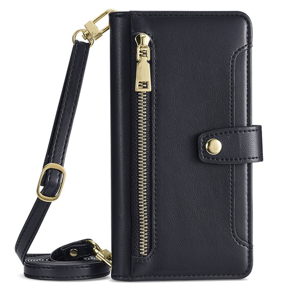 Cu clapetă pentru Samsung Galaxy M34, Wallet Zipper Pocket, negru