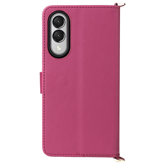 Carcasă cu clapetă pentru Samsung Galaxy S25 Edge, Crossbody Leather Wallet, maroon