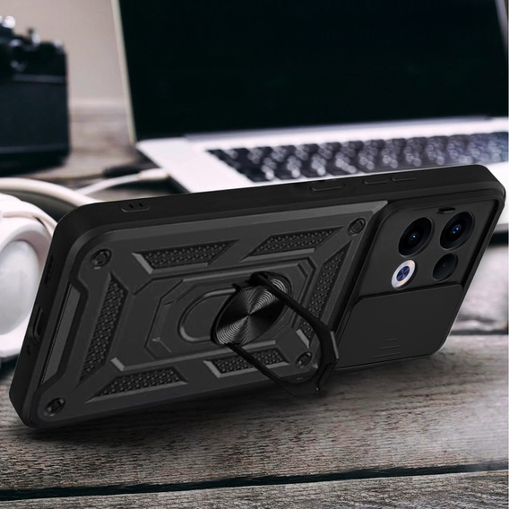 Husă blindată pentru Oppo Reno 13, CamShield Slide, negru