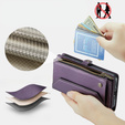 Husă CASEME pentru Samsung Galaxy A56 5G, RFID Leather Wallet, cu curea de umăr, violet