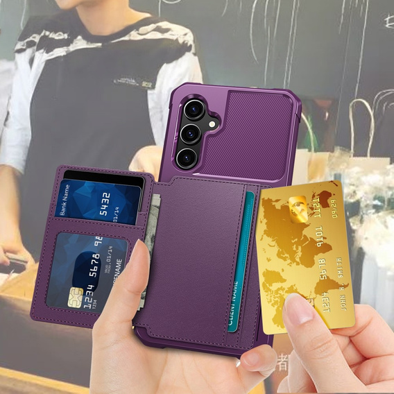 Husa pentru Samsung Galaxy S23 FE, Card Holder Kickstand, violet
