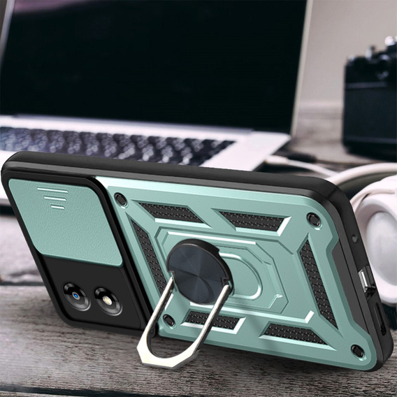 Husă blindată pentru Motorola Moto E13, CamShield Slide, verde