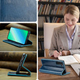Cu clapetă pentru Samsung Galaxy S23, ERBORD Waxy Wallet, albastru