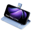 Cu clapetă pentru Oppo Reno 13 Pro, Wallet Zipper Pocket, albastru