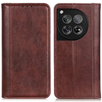 Huse pentru OnePlus 12 5G, Wallet Litchi Leather, maro