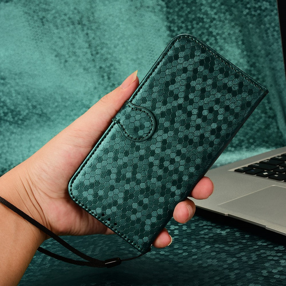 Husa cu clapetă pentru Xiaomi Redmi Note 14 4G, Wallet Rhombus, verde