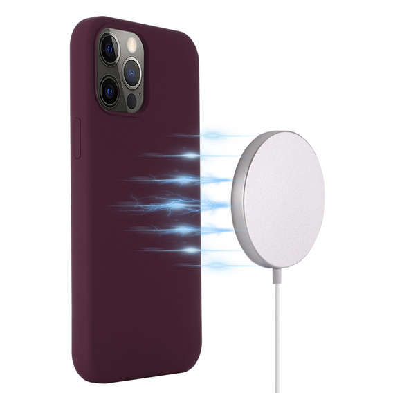 Huse pentru iPhone 13 Pro, Silicone MagSafe, maroon