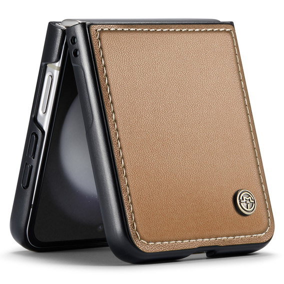 Husă pentru Samsung Galaxy Z Flip7 FE / Z Flip6, CASEME Litchi Leather, maro