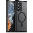 Husă pentru Samsung Galaxy S22 Ultra, pentru MagSafe, ERBORD Matt Case, negru + sticlă pentru ecran