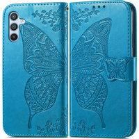 Cu clapetă pentru Samsung Galaxy A36, Butterfly, albastru