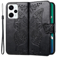 Cu clapetă pentru Xiaomi Poco F5, Butterfly, negru