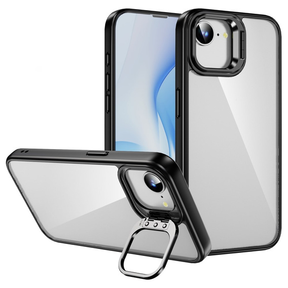 Carcasă pentru Iphone 16E, cadru pentru suport, transparent / negru