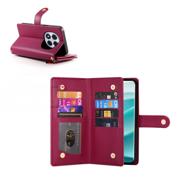 Cu clapetă pentru Xiaomi Redmi Note 14 Pro 5G / Poco X7 5G, Wallet Zipper Pocket, roșu