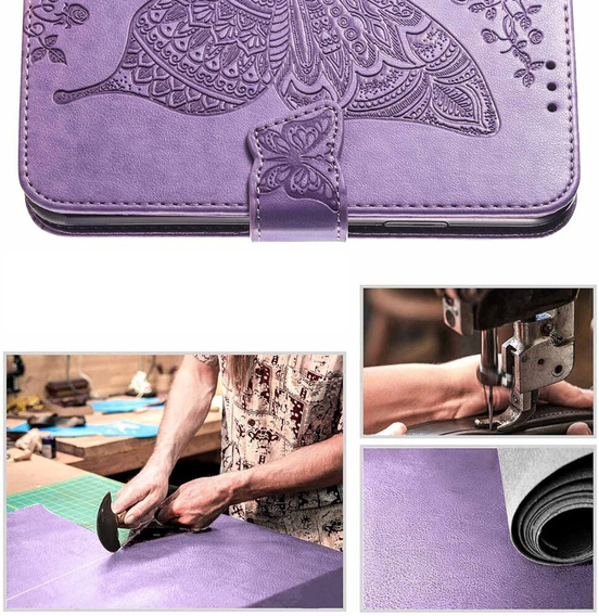 Cu clapetă pentru Motorola Moto G86 5G, Butterfly, violet