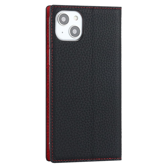 Cu clapetă pentru iPhone 15, Litchi Skin Grain, negru
