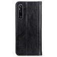 Huse pentru Sony Xperia 1 V, Wallet Litchi Leather, negru