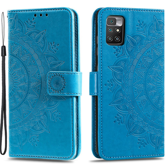 Cu clapetă pentru Xiaomi Redmi 10, Mandala, albastru