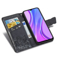 Cu clapetă pentru Xiaomi Redmi 9, Butterfly, negru